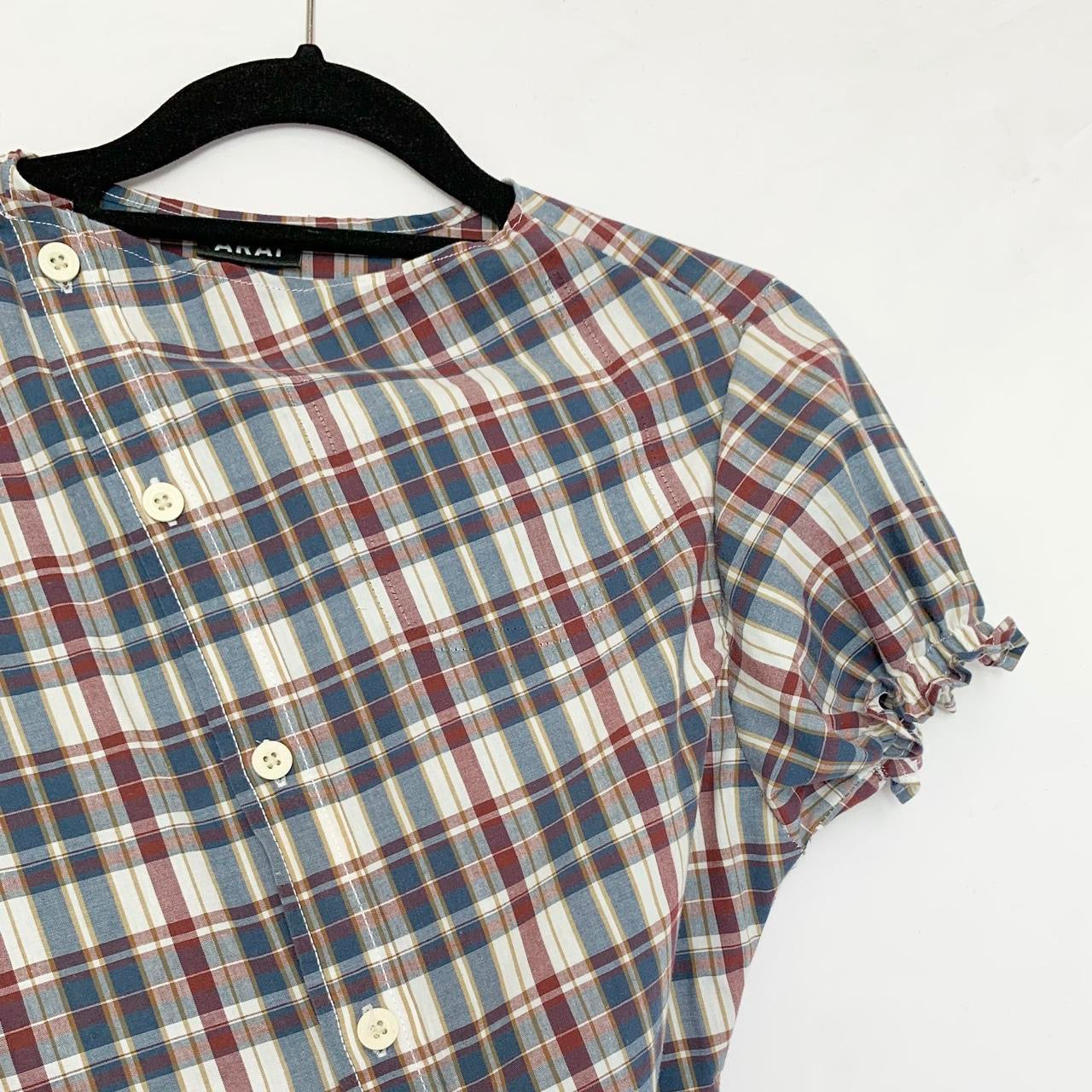 Plaid asymmetric shirt