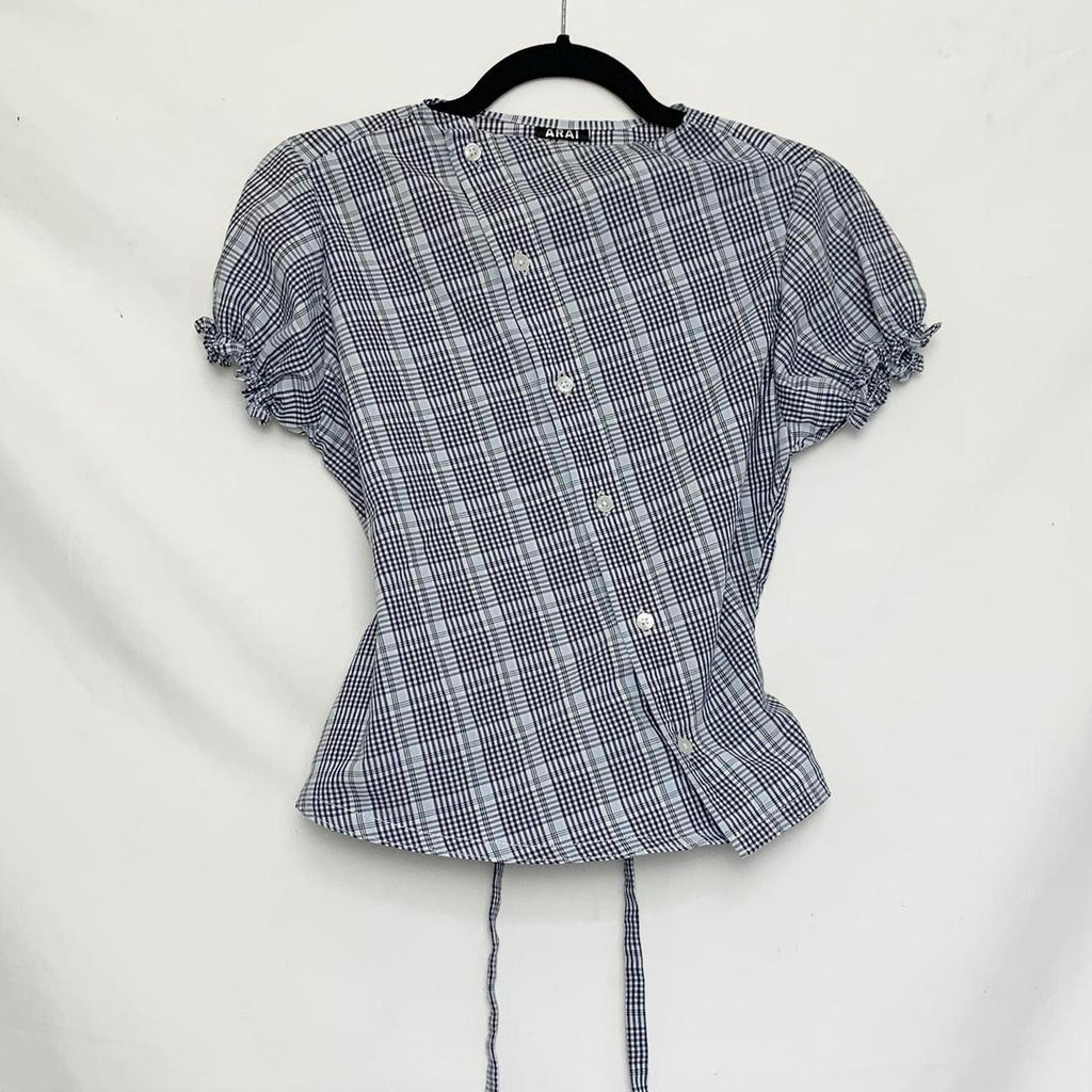 Plaid asymmetric shirt