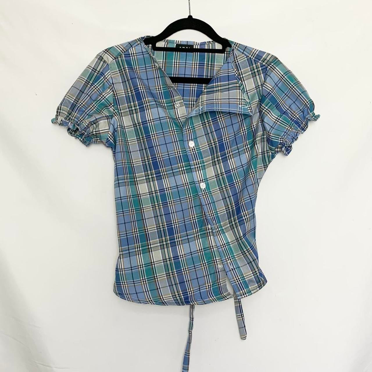 Plaid asymmetric shirt