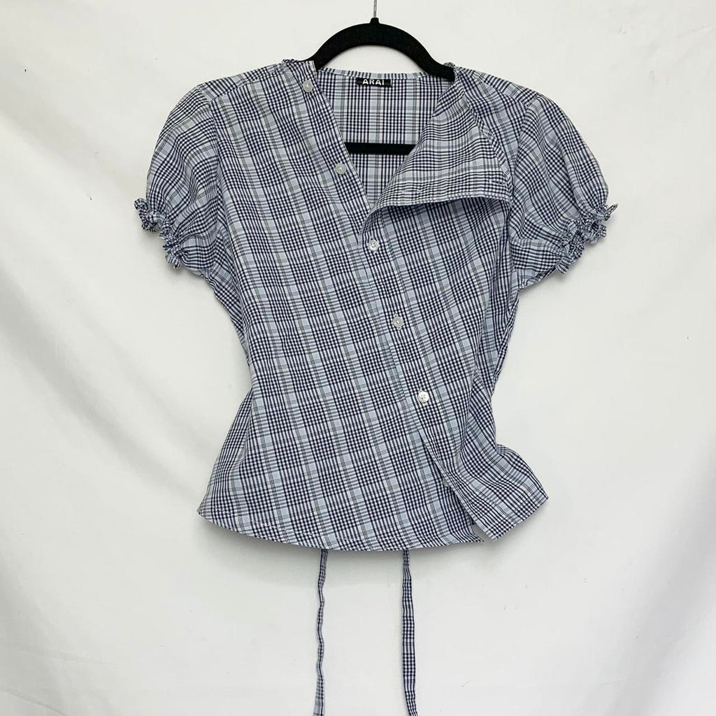Plaid asymmetric shirt