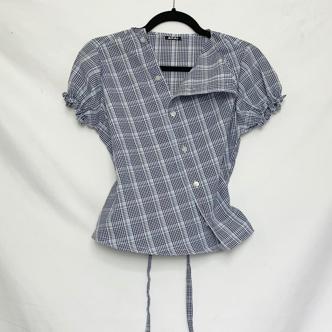 Plaid asymmetric shirt