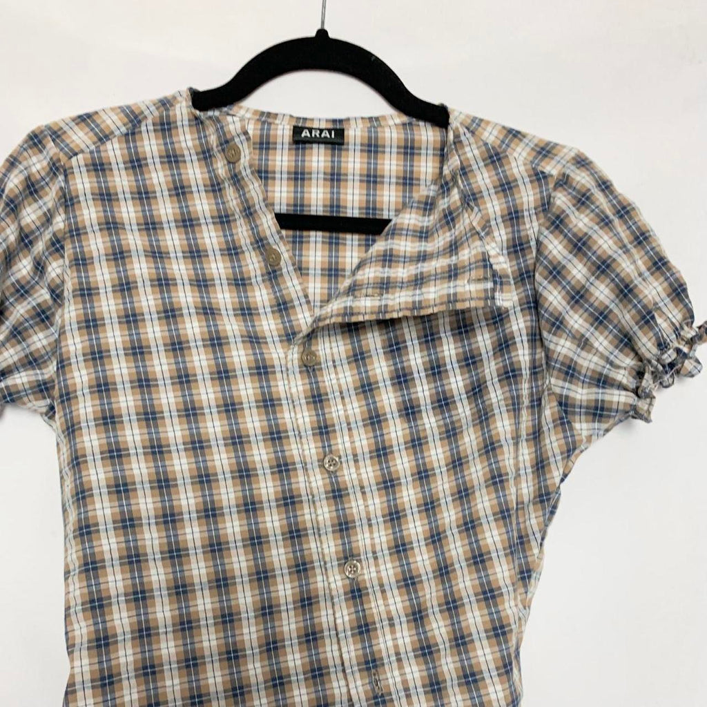 Plaid asymmetric shirt