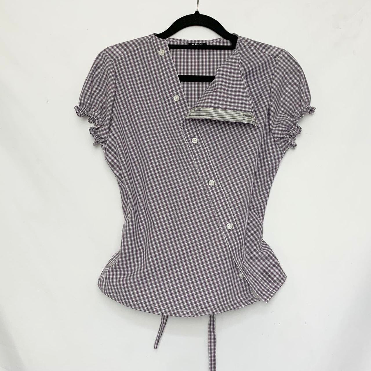 Plaid asymmetric shirt