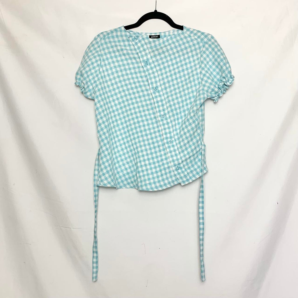 Plaid asymmetric shirt