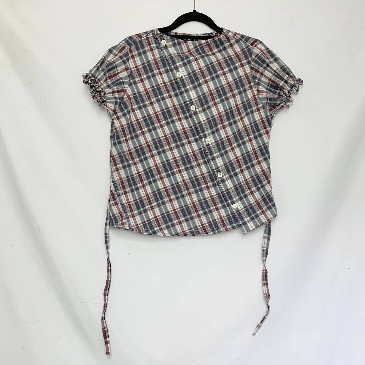 Plaid asymmetric shirt