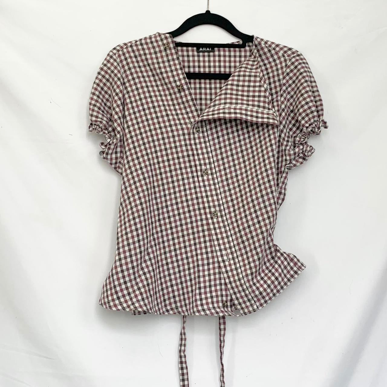 Plaid asymmetric shirt