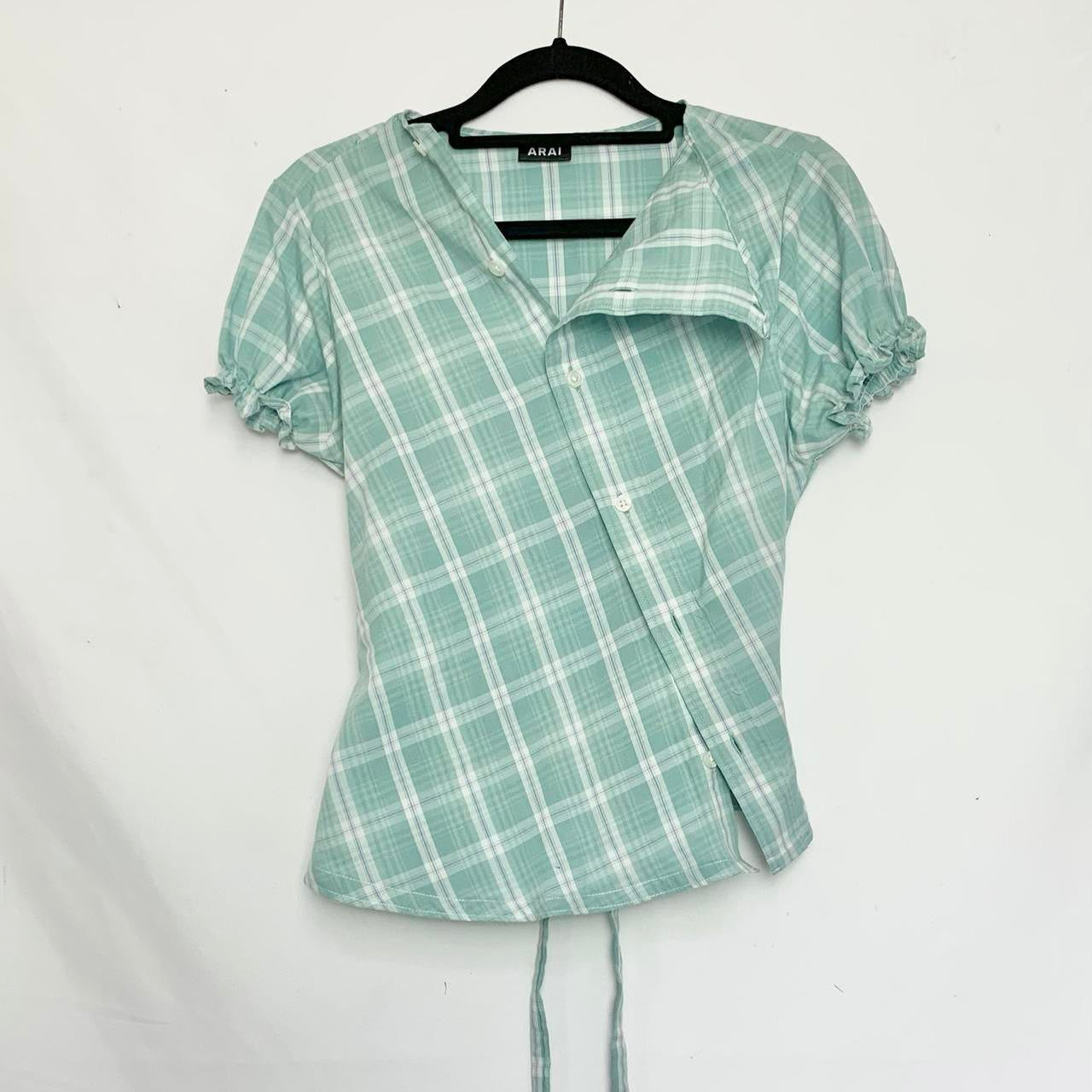 Plaid asymmetric shirt