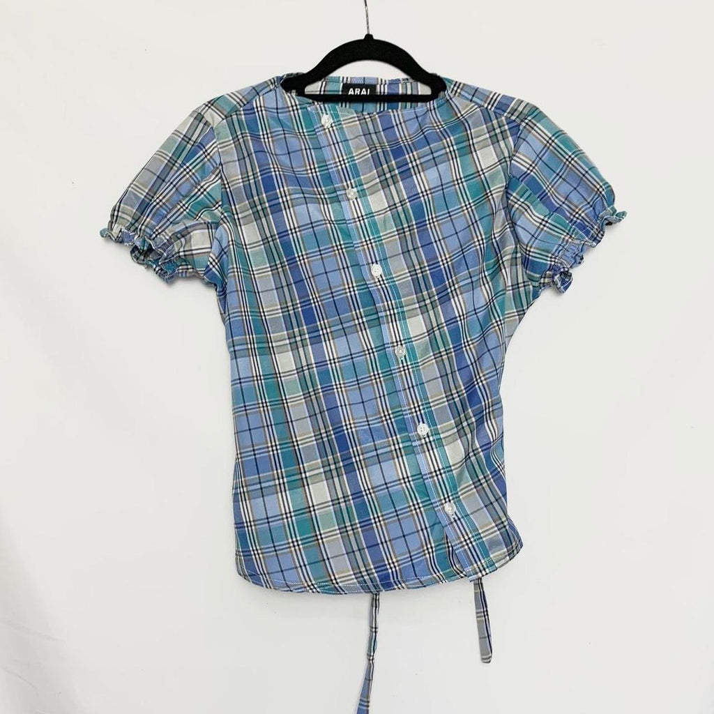 Plaid asymmetric shirt