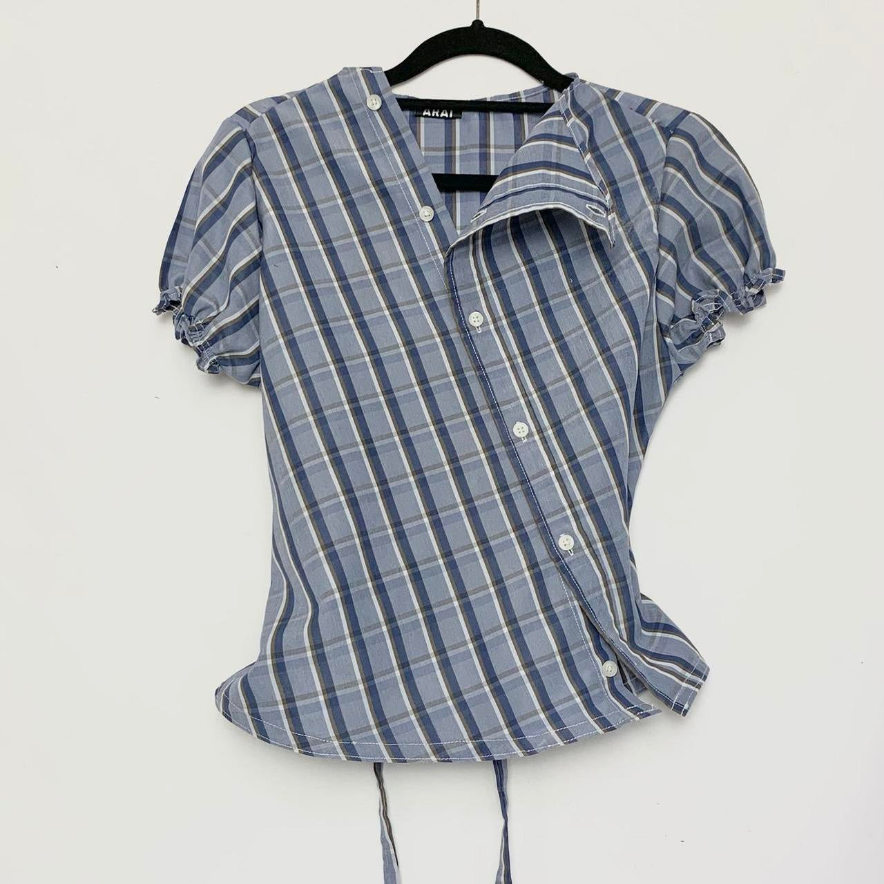 Plaid asymmetric shirt