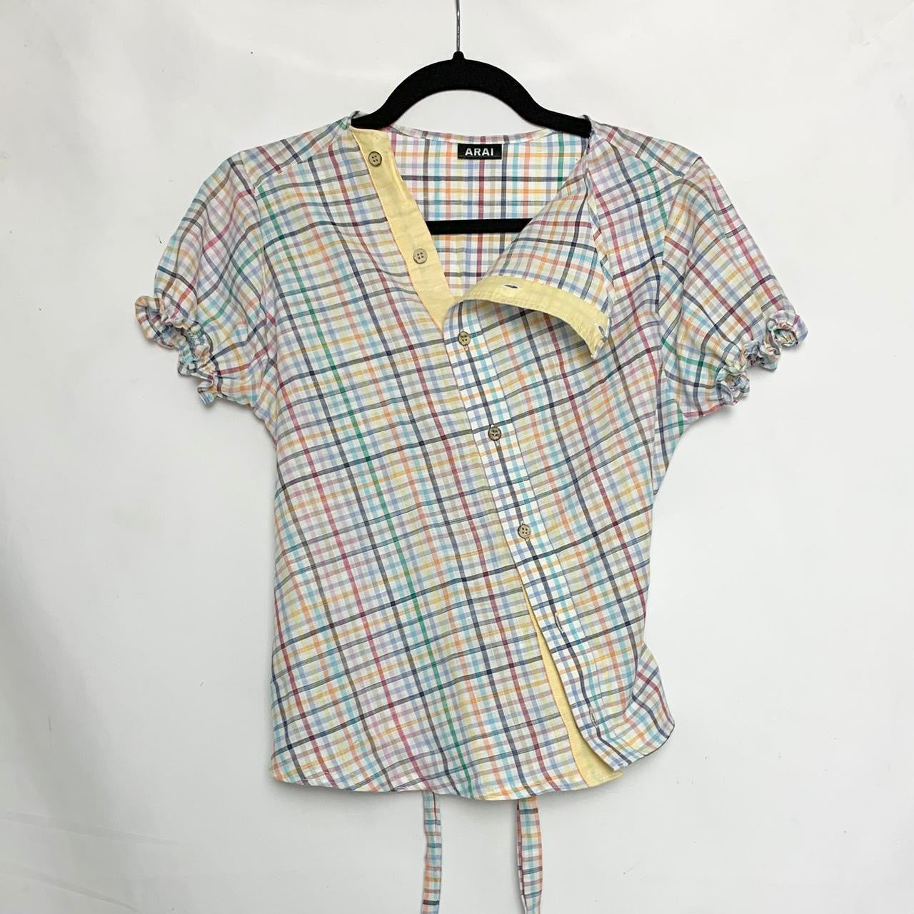 Plaid asymmetric shirt
