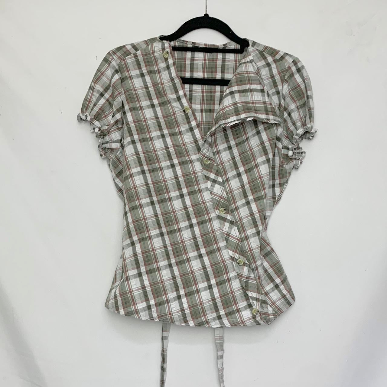 Plaid asymmetric shirt