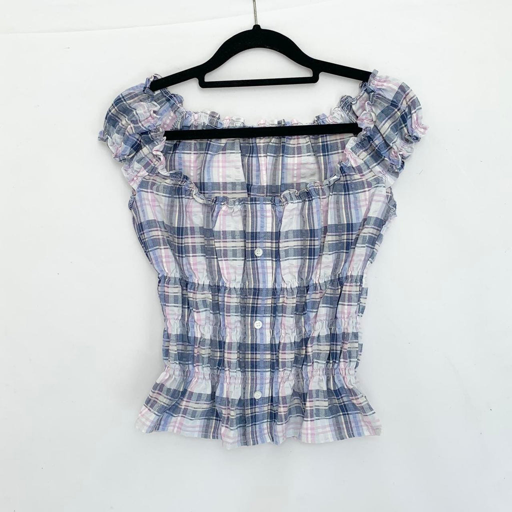 Plaid Milkmaid Top
