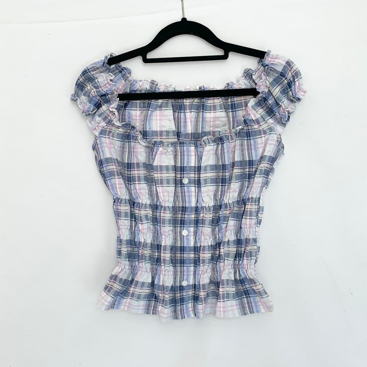 Plaid Milkmaid Top