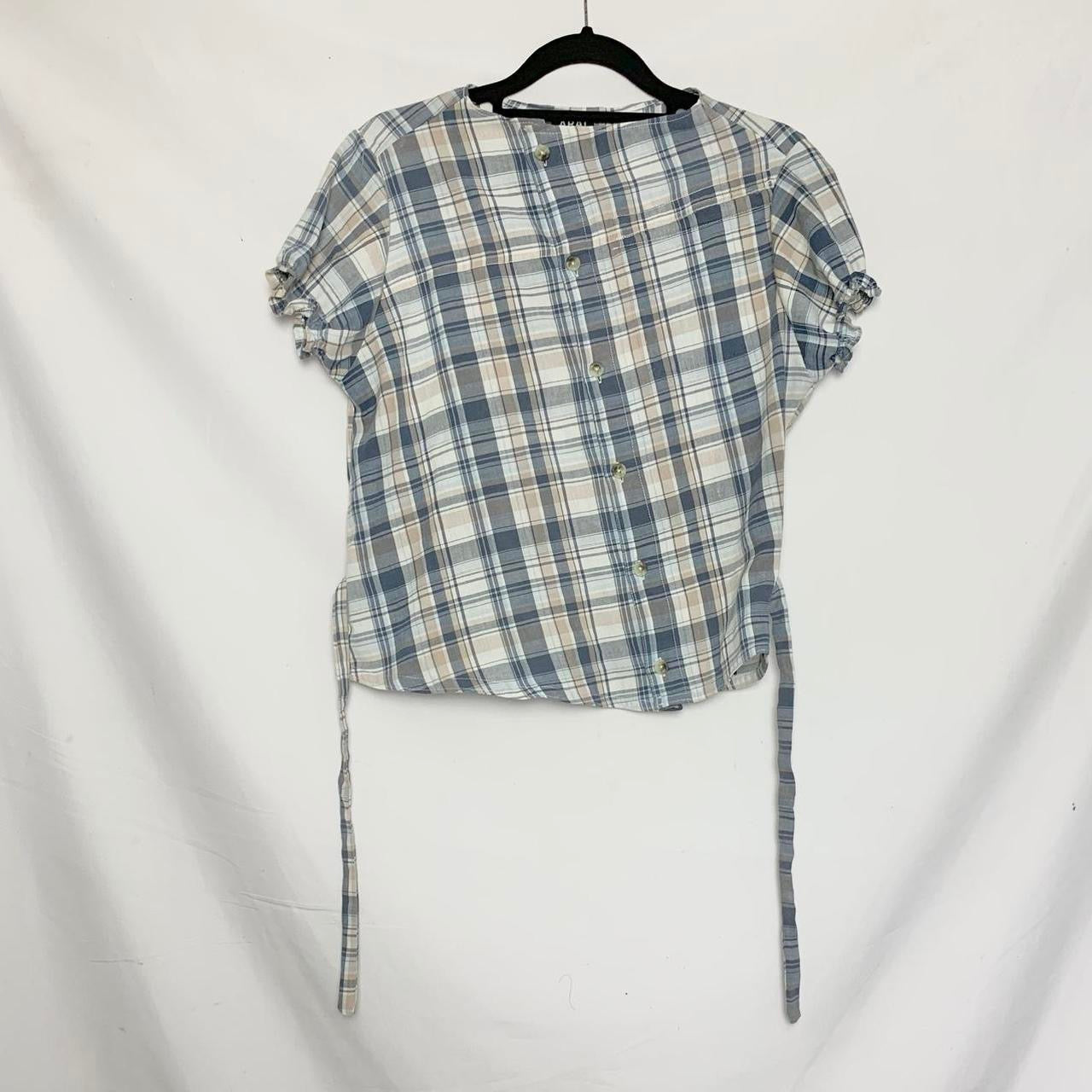 Plaid asymmetric shirt