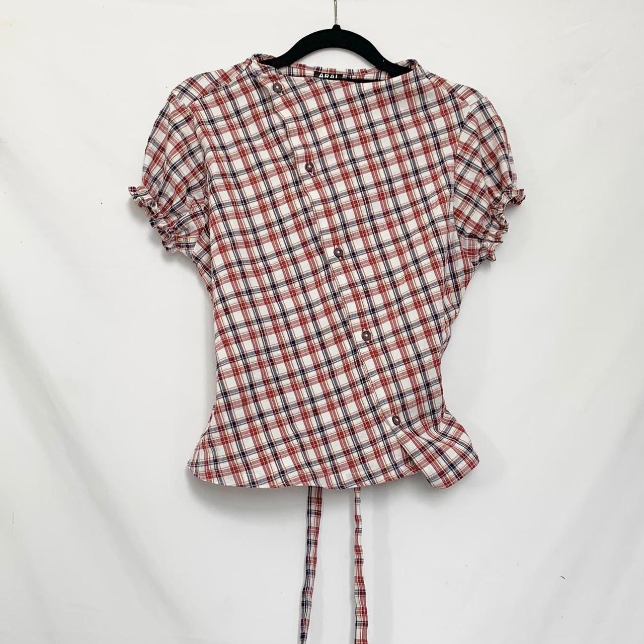 Plaid asymmetric shirt