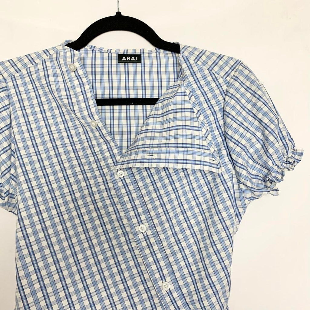 Plaid asymmetric shirt