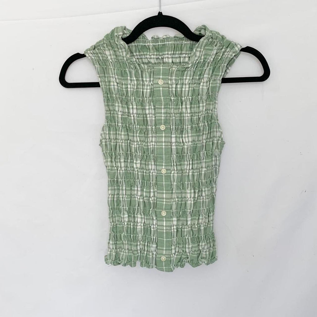 Plaid Ruched Tank Top