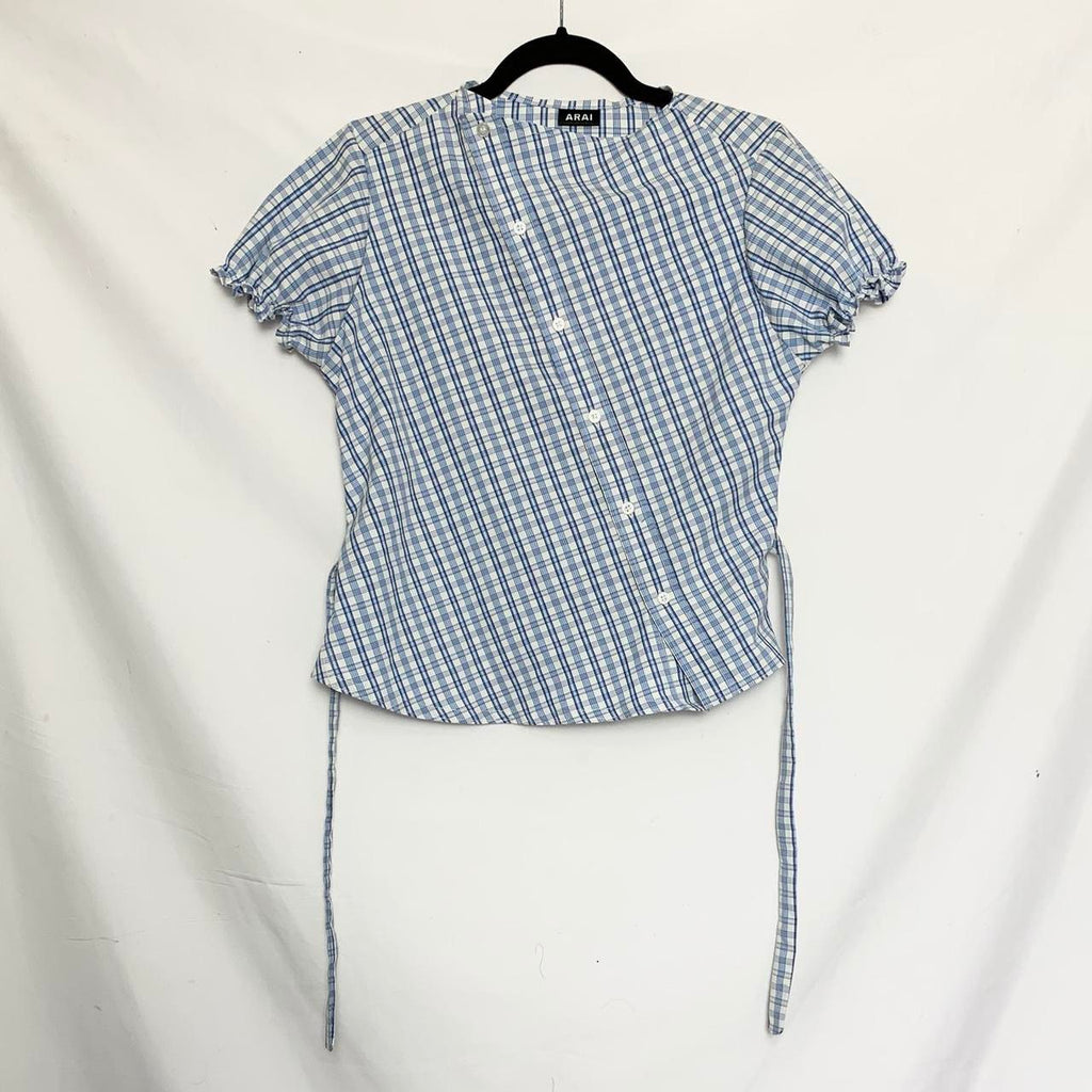 Plaid asymmetric shirt