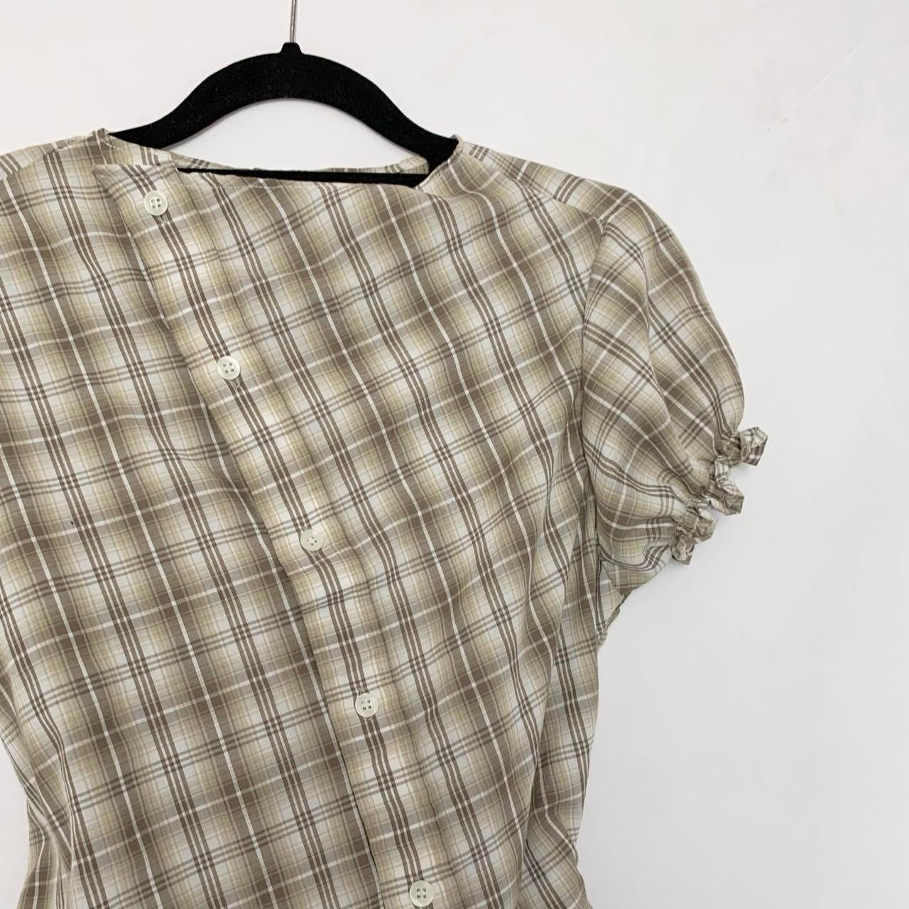 Plaid asymmetric shirt