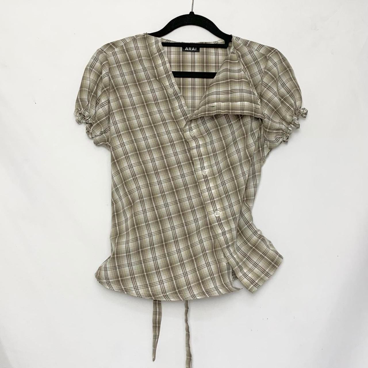 Plaid asymmetric shirt