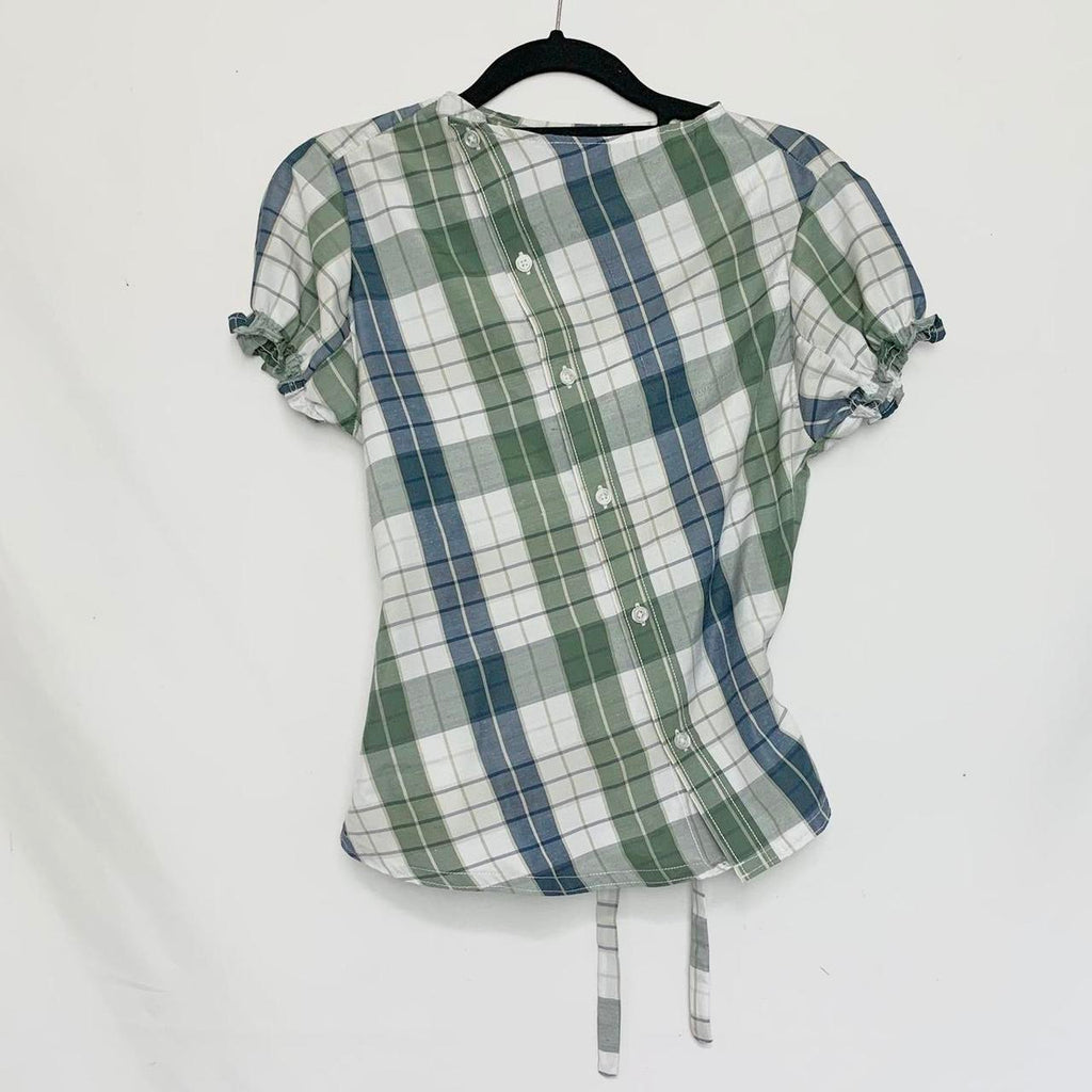 Plaid asymmetric shirt
