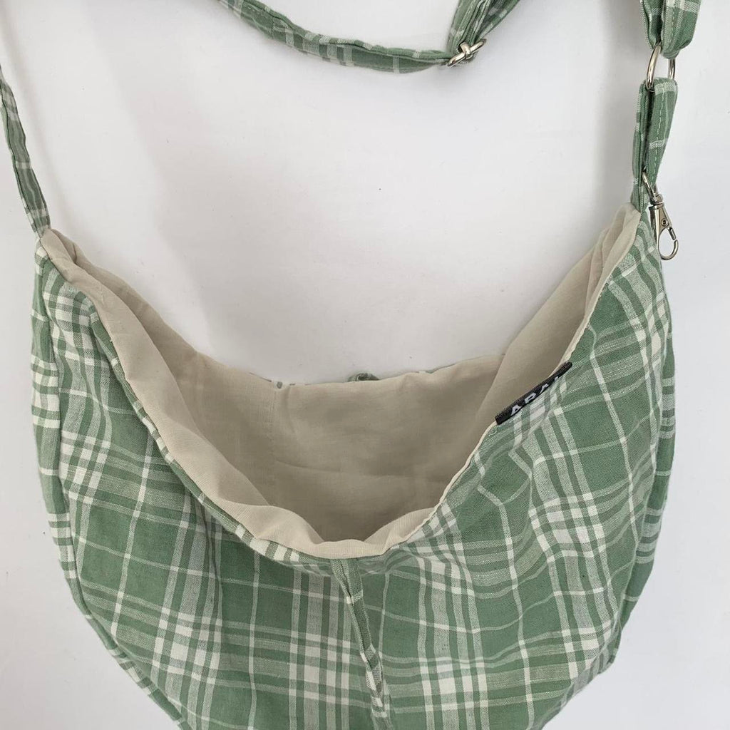 Plaid Crescent Bag