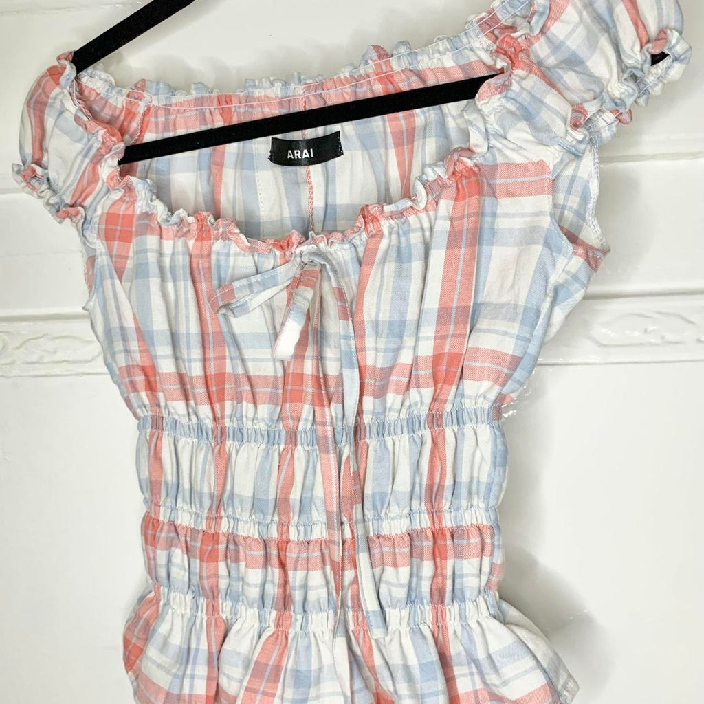 Checkered Milkmaid Top