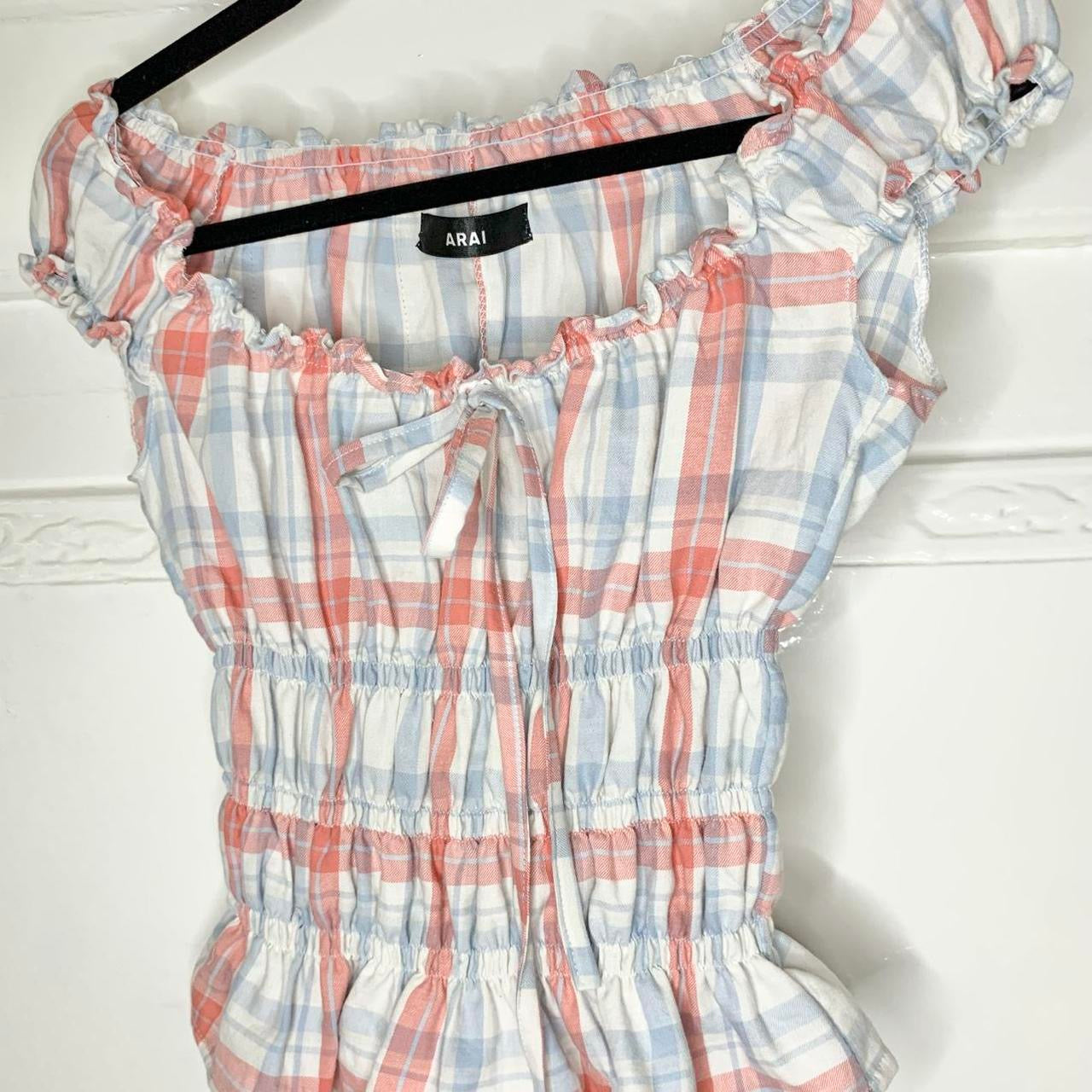 Checkered Milkmaid Top