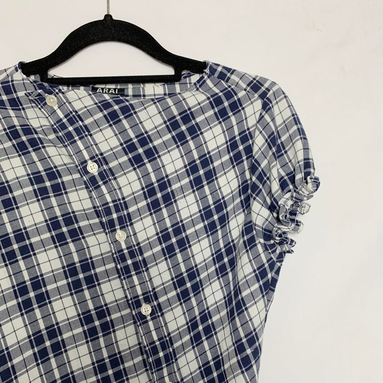 Plaid asymmetric shirt
