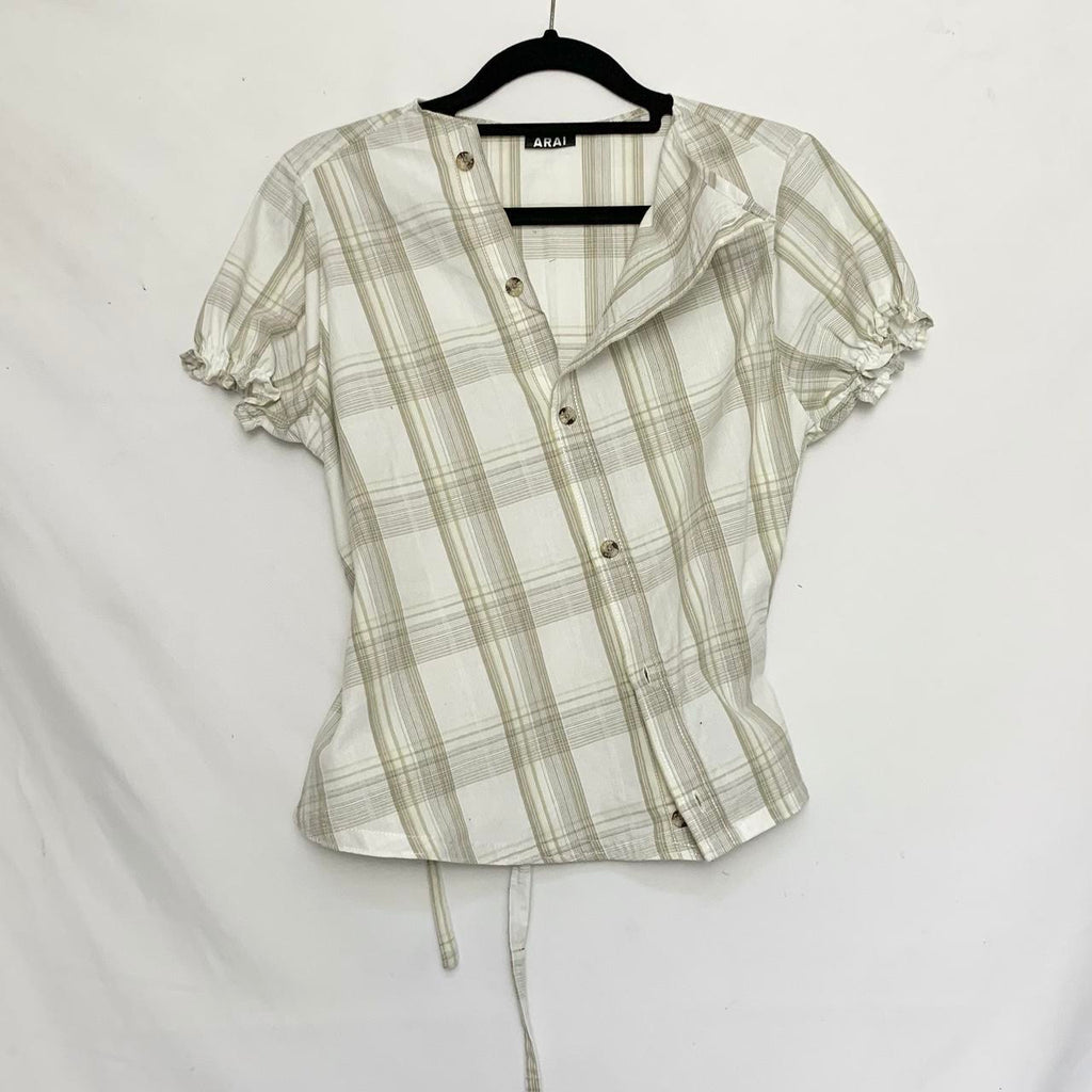Plaid asymmetric shirt