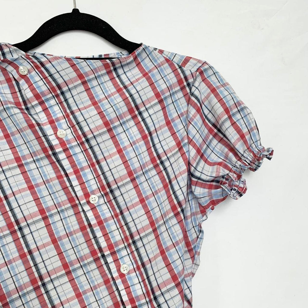 Plaid asymmetric shirt