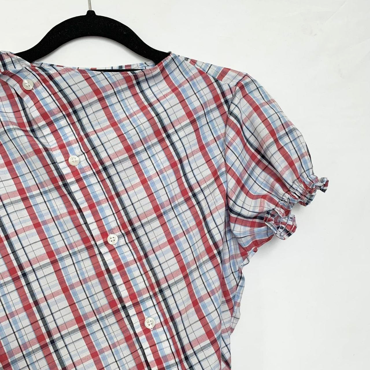 Plaid asymmetric shirt