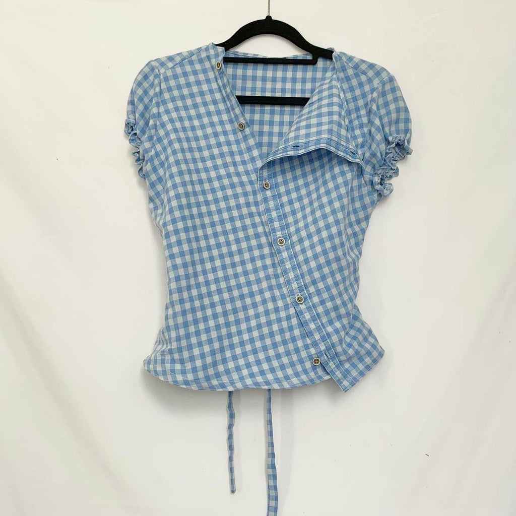 Plaid asymmetric shirt