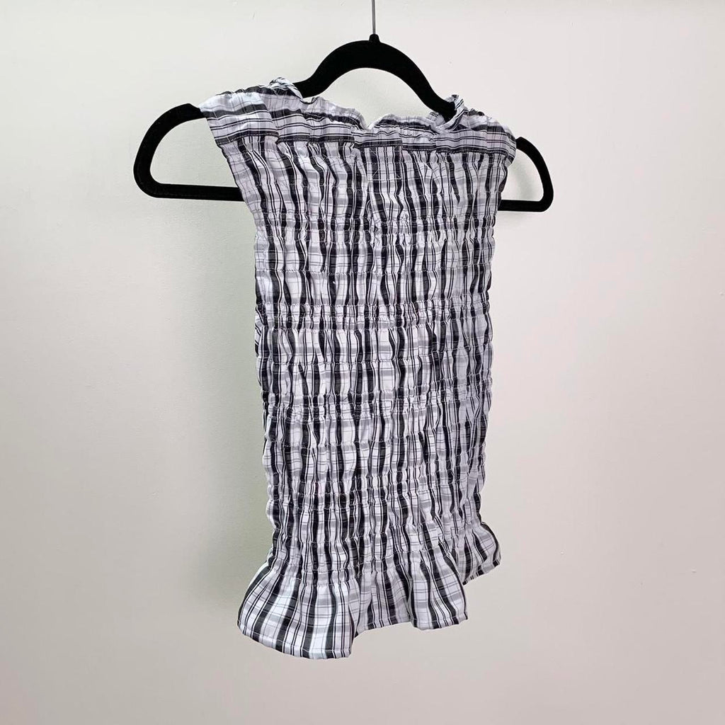 Plaid ruched tank top