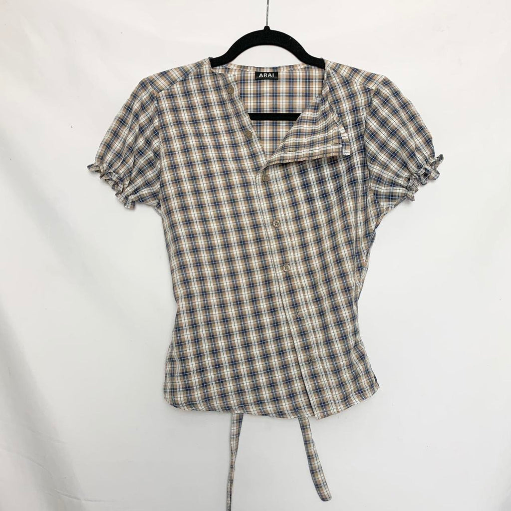 Plaid asymmetric shirt