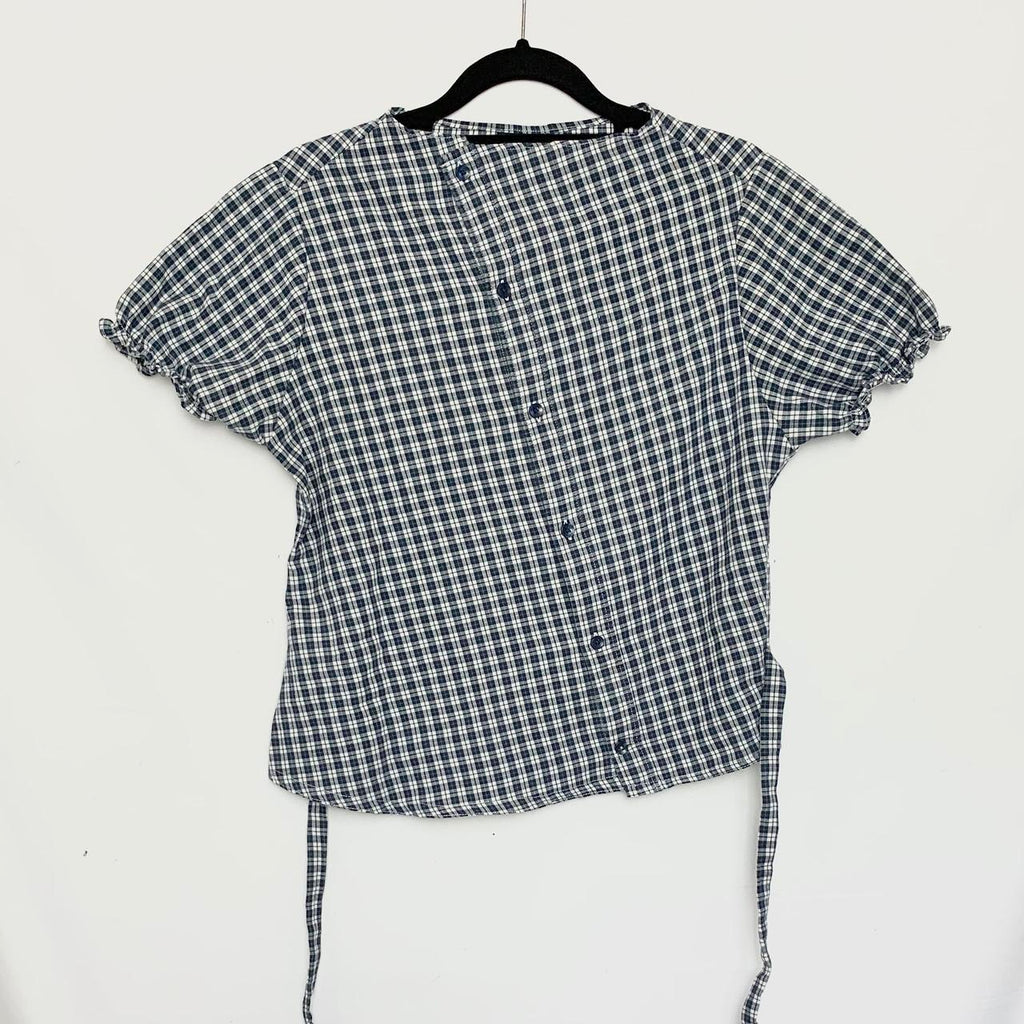 Plaid asymmetric shirt