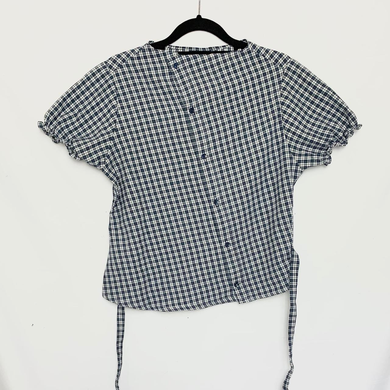 Plaid asymmetric shirt