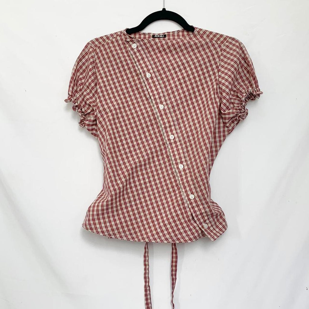 Plaid asymmetric shirt