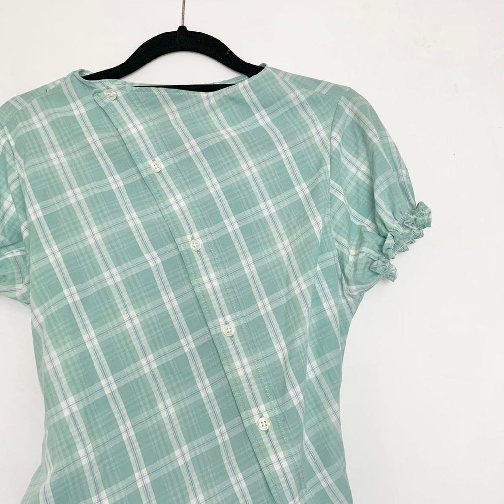 Plaid asymmetric shirt