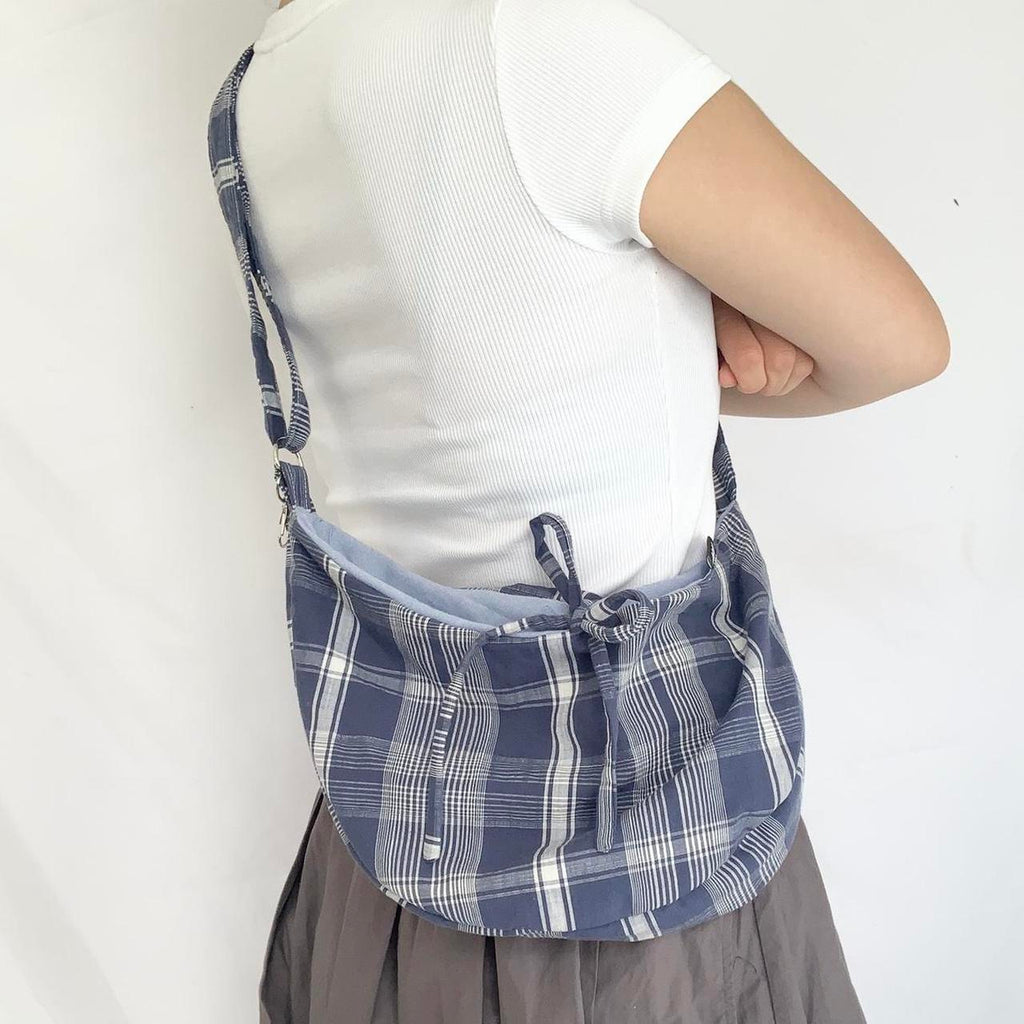 Plaid Crescent Bag