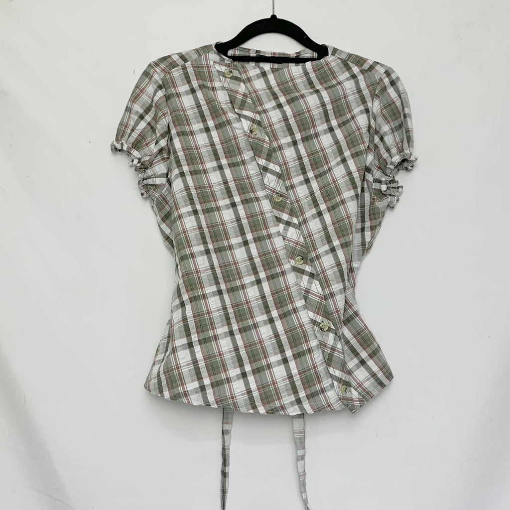 Plaid asymmetric shirt