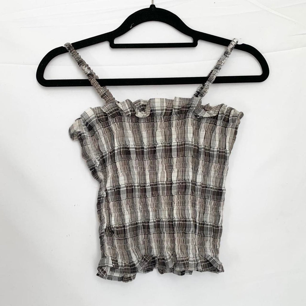 Plaid Ruched Cami Top