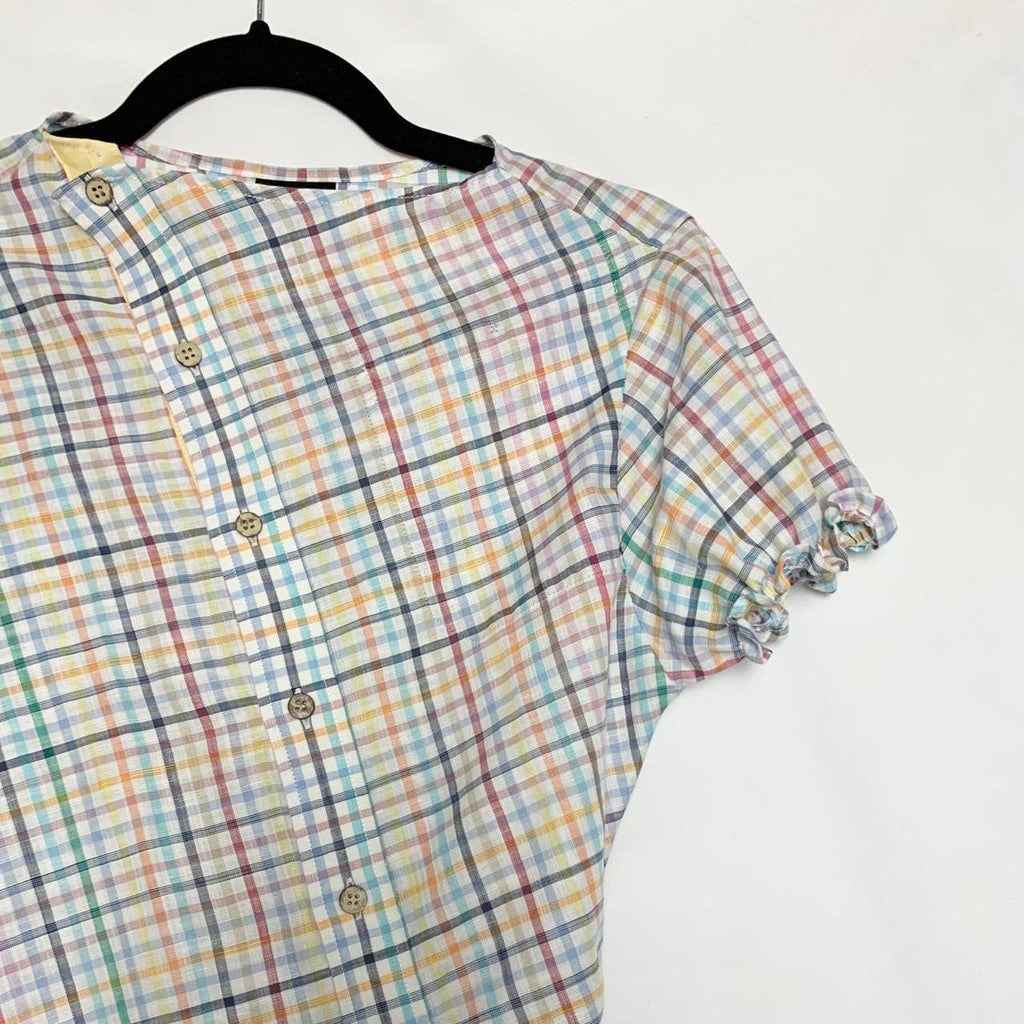 Plaid asymmetric shirt